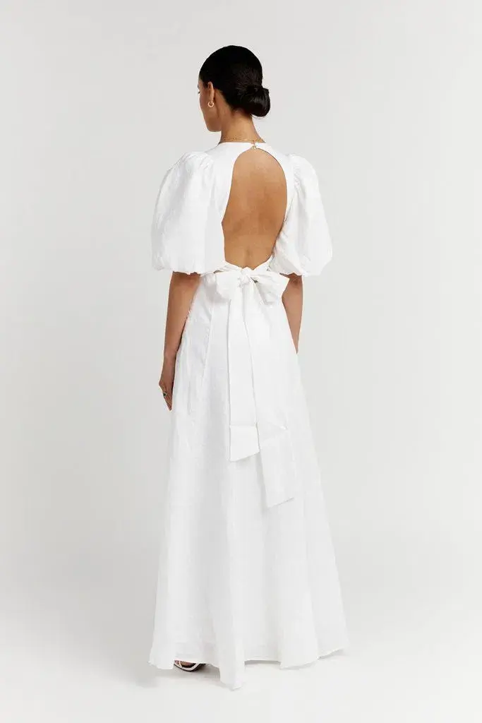 Dissh Aisle Linen Backless Dress White Size 8 - Image 6