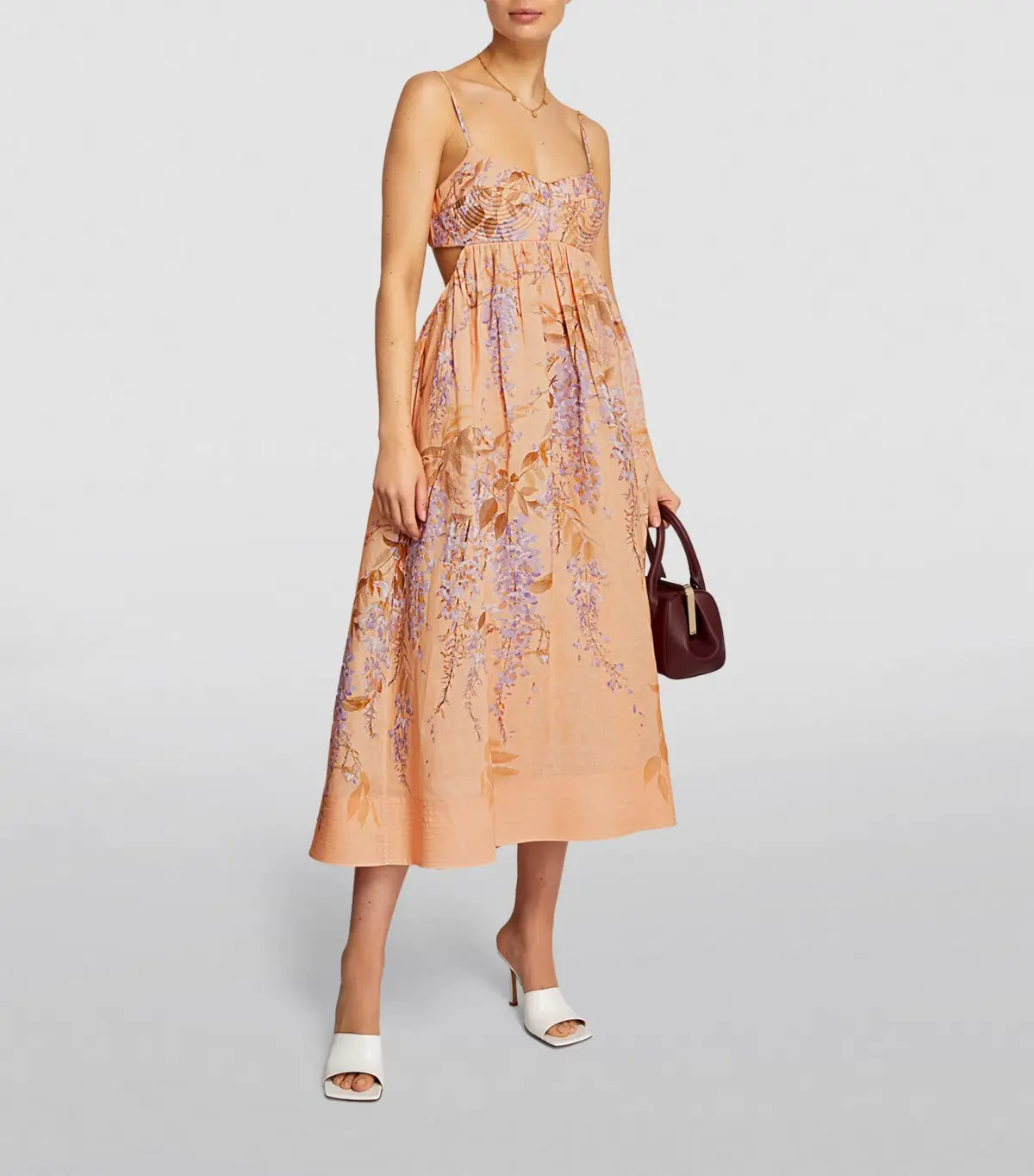 Zimmermann Rosa Bralette Midi Dress Lilac Wisteria Floral Size 0 / AU 8 - Image 1