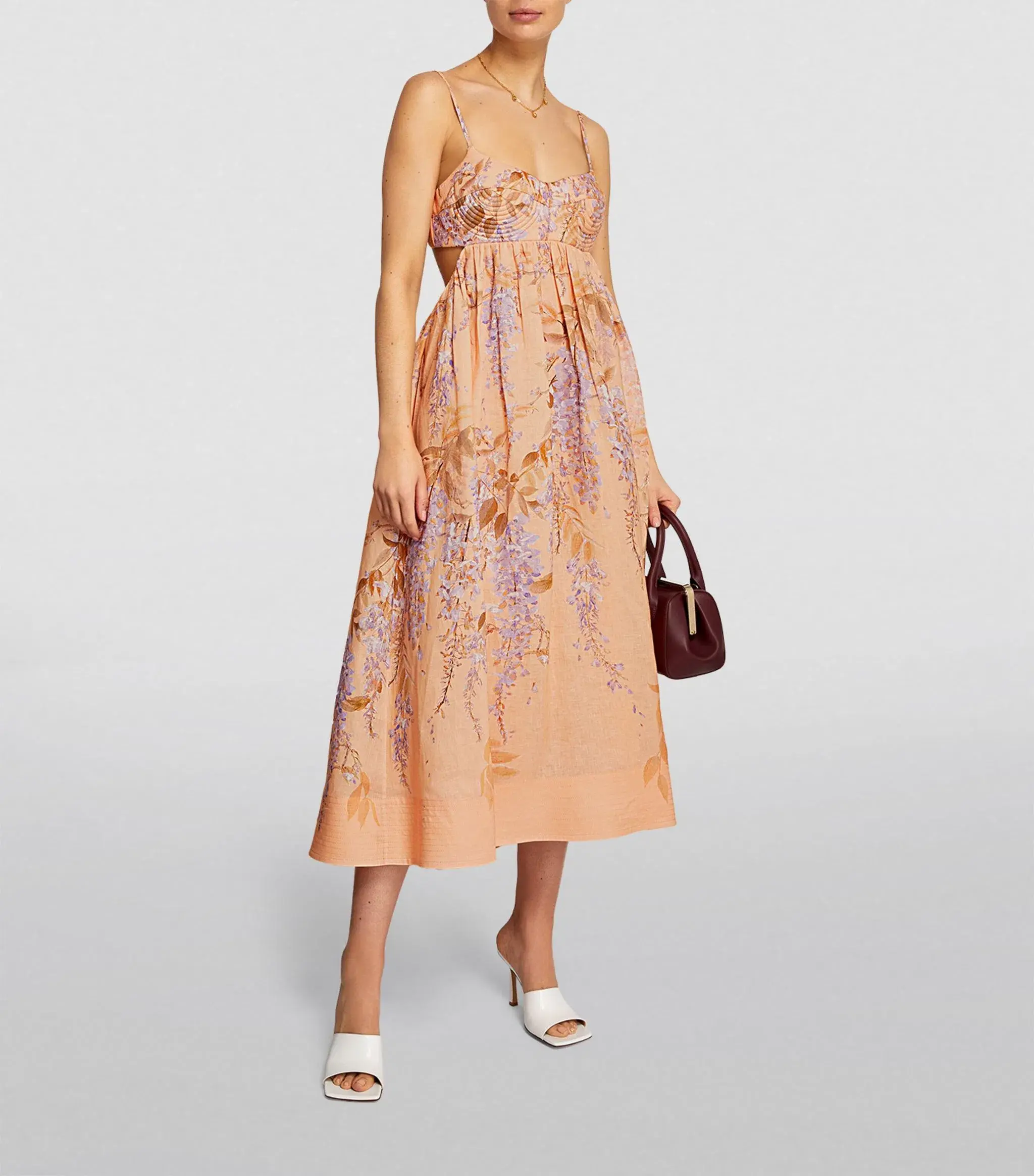 Zimmermann Rosa Bralette Midi Dress Lilac Wisteria Floral Size 0 / AU 8 - Image 1