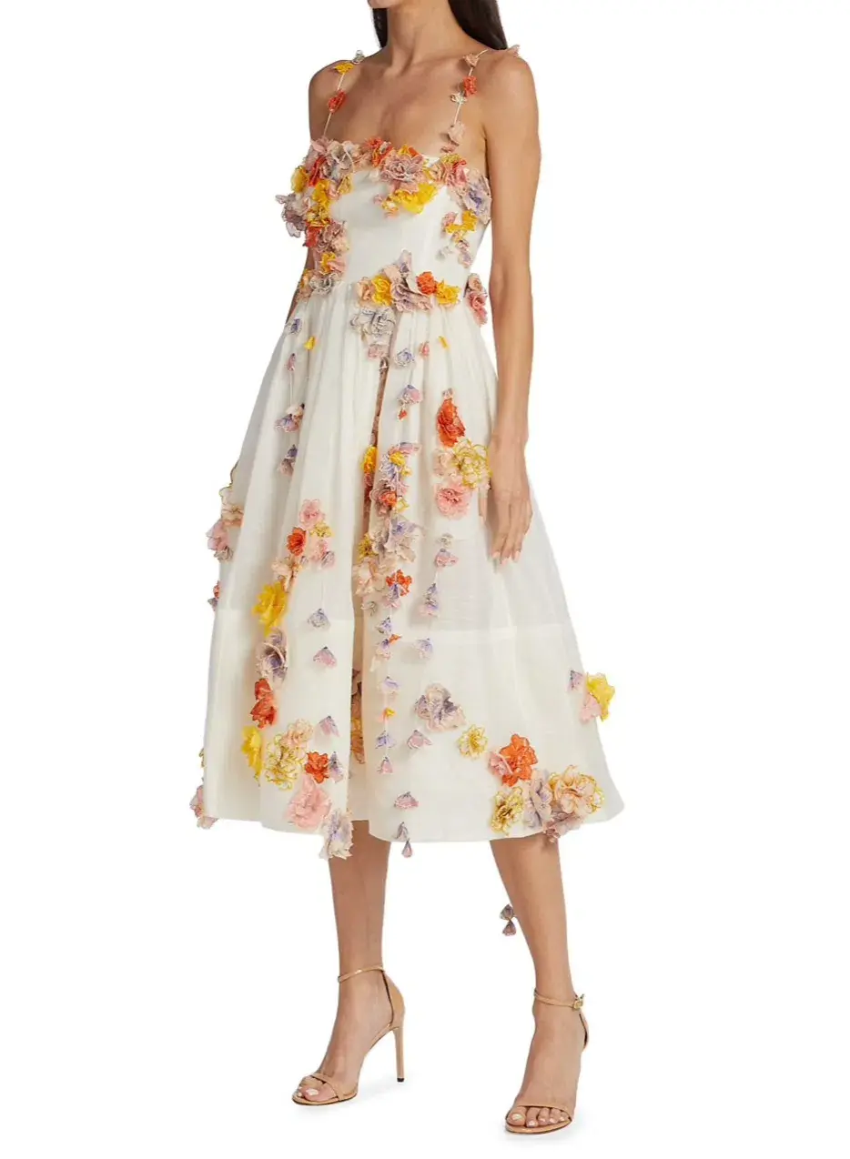 Zimmermann Floral Applique Midi Dress Floral Size 1 / Au 10  - Image 3