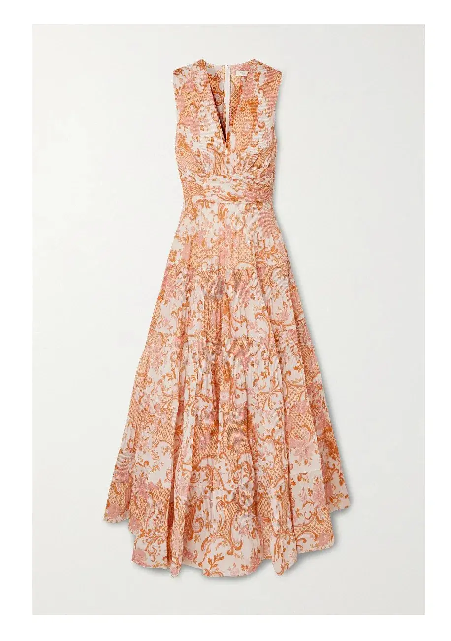 Zimmermann Postcard Pleated Organza Dress Print Size 1 / Au 10 - Image 3