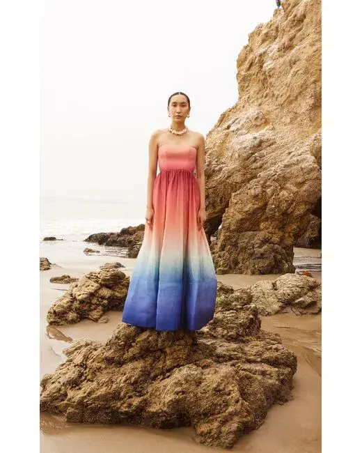 Zimmermann Postcard Strapless Midi Dress Ombre Dawn Size 1 / Au 10 - Image 3