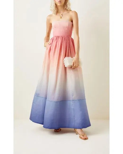 Zimmermann Postcard Strapless Midi Dress Ombre Dawn Size 1 / Au 10 - Image 1