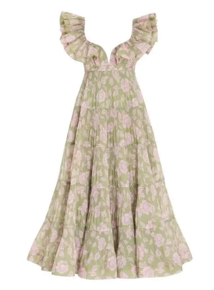 Zimmermann Lovestruck Pleated Gown Floral Size 1 / Au 10 for rent on The Volte - main image