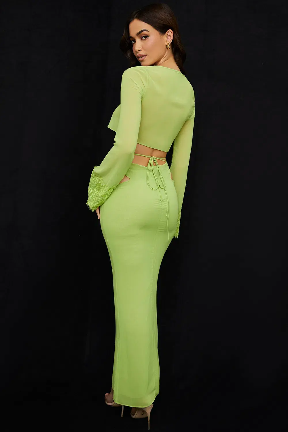 House Of CB Tara Cropped Top and Madeline Maxi Skirt Set Green Size 8 for rent on The Volte - main image