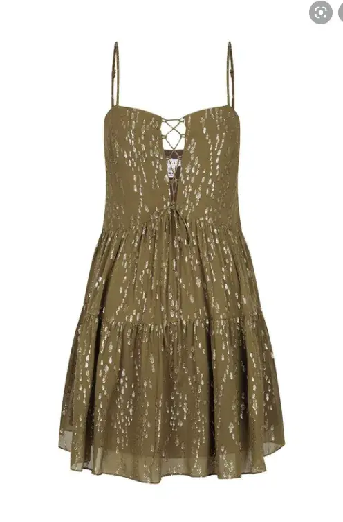 Shona Joy Laura Silk Lace Up Mini Dress Green Size 12 - Image 4