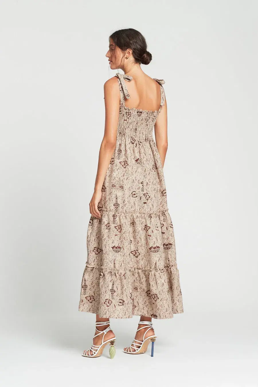 Sir The Label Stella Tiered Maxi Dress Brown Size 12 for rent on The Volte - main image
