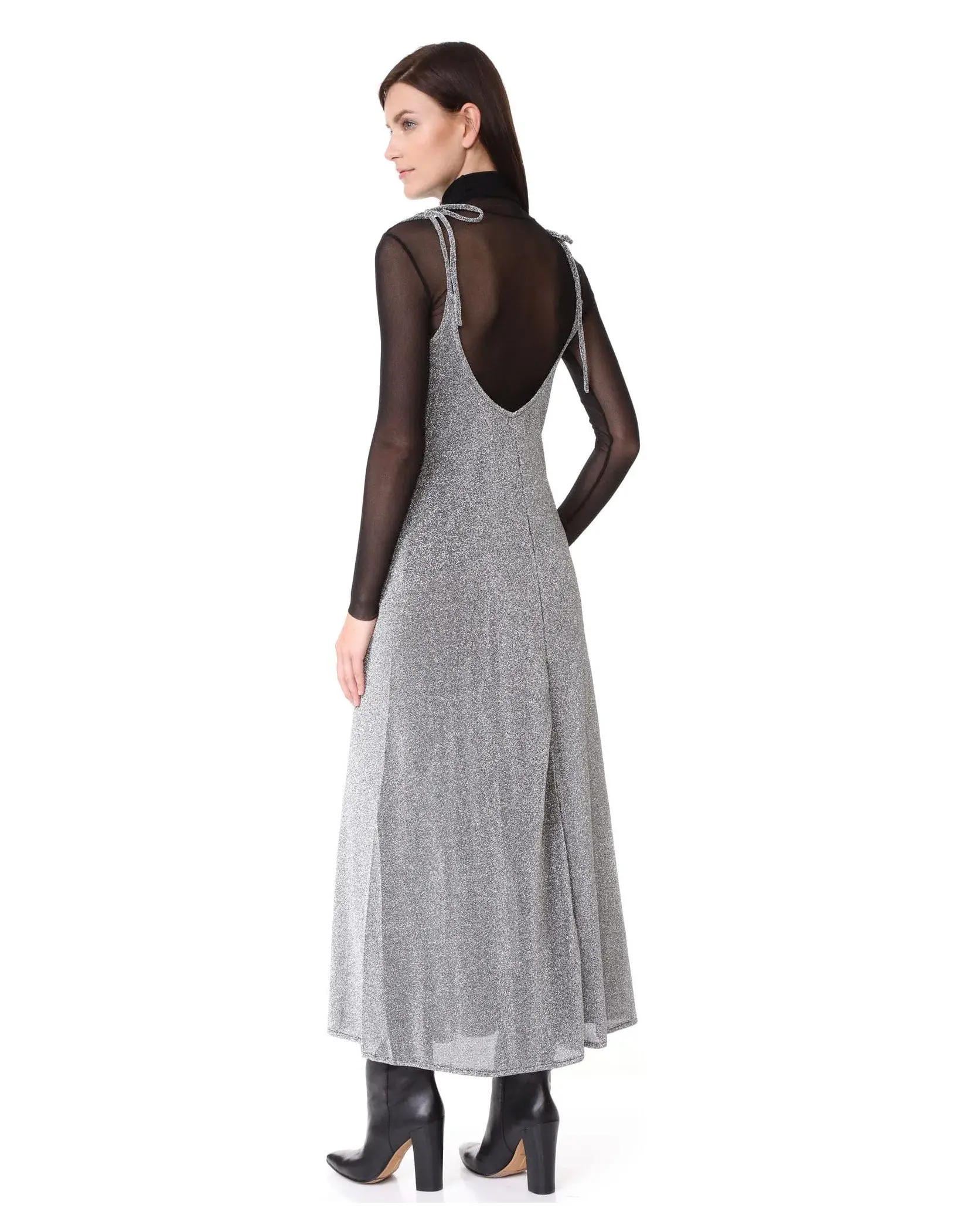 MLM the Label Miami Tie Slip Maxi Dress Silver Size 8 - Image 2