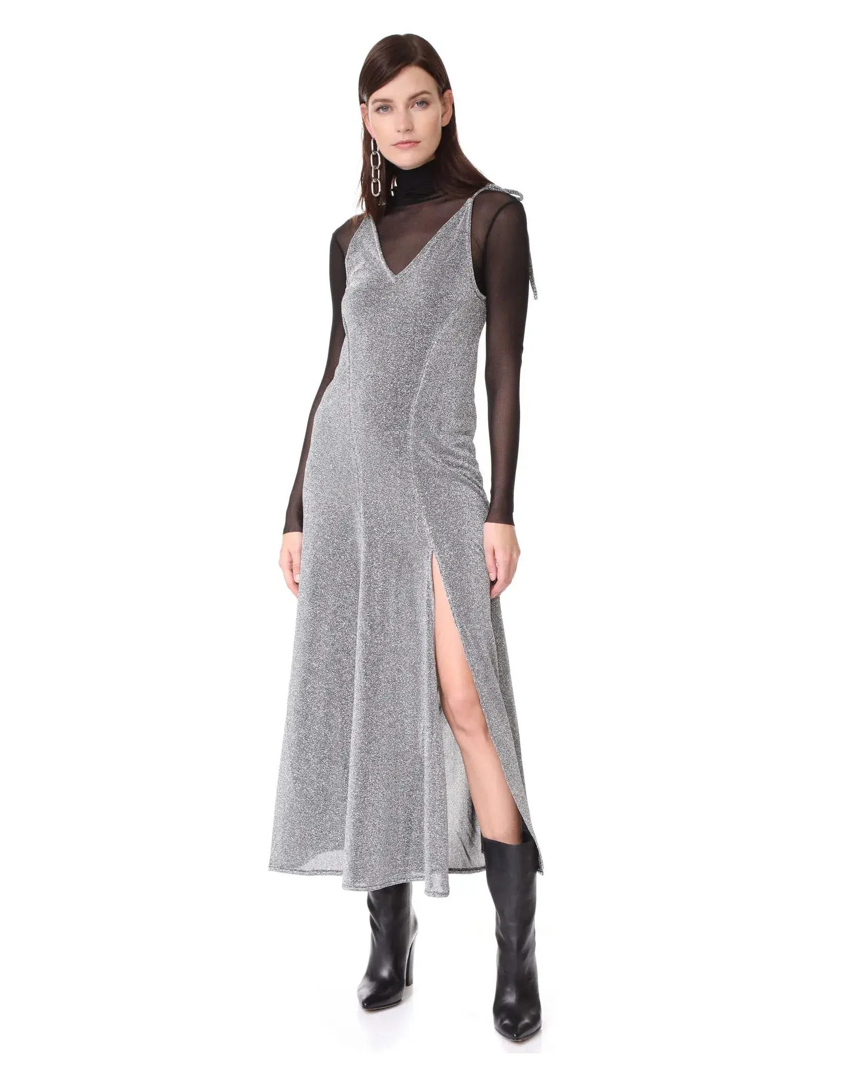 MLM the Label Miami Tie Slip Maxi Dress Silver Size 8 - Image 1