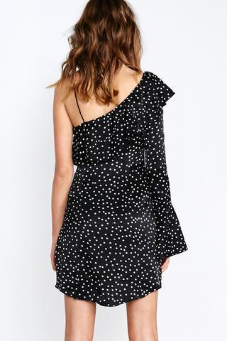 Shakuhachi Spot On One Sleeve Ruffle Polka Dot Dress Print Size 8 - Image 3