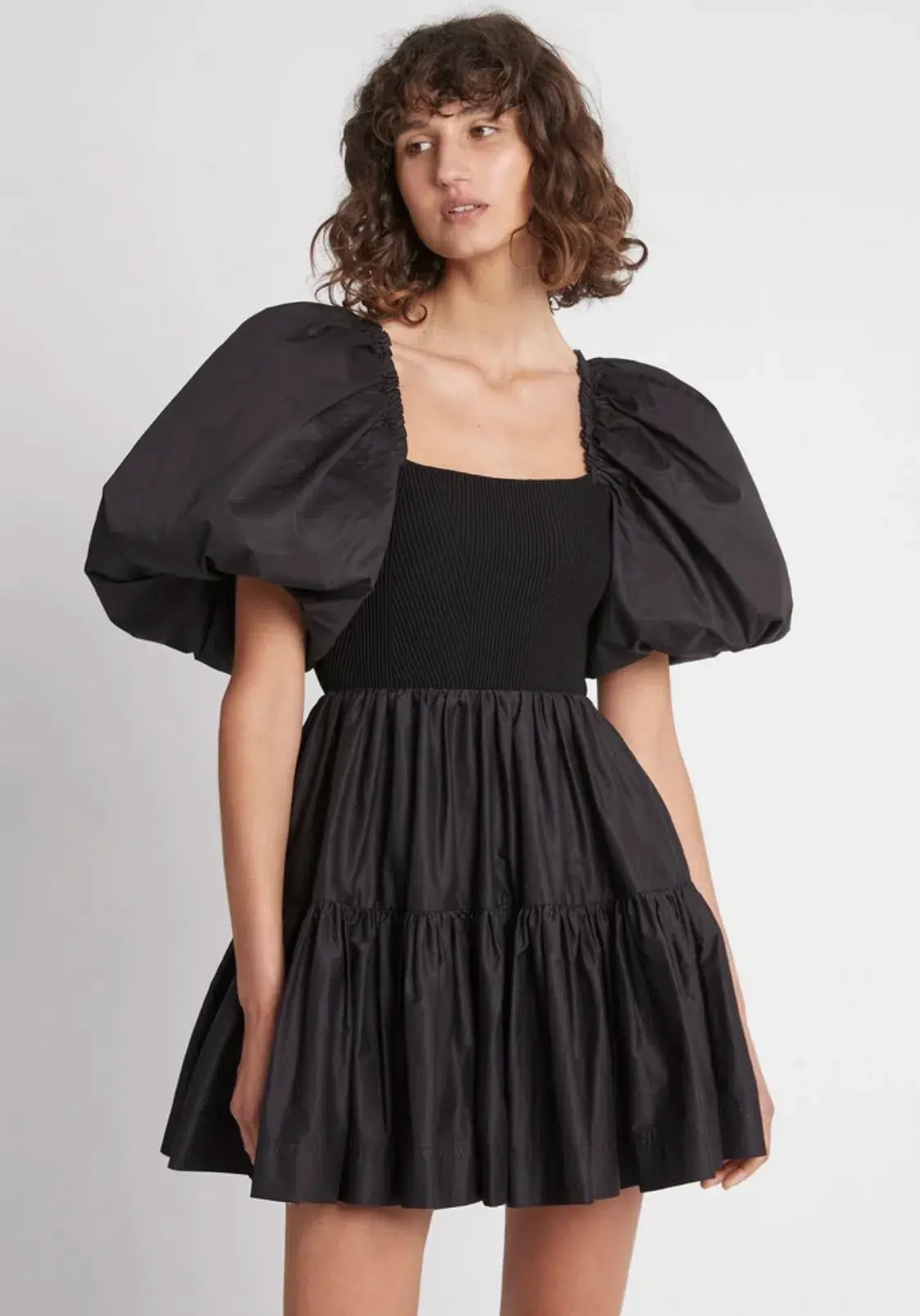 Aje Casa Puff Sleeve Knit Mini Dress Black Size 8 - Image 2