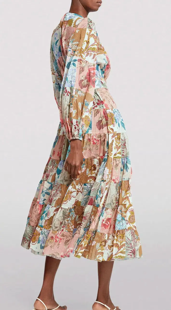 Zimmermann Cassia Patch Wrap Midi Dress Print Size 16 - Image 5