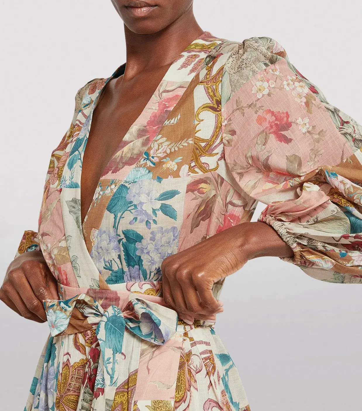 Zimmermann Cassia Patch Wrap Midi Dress Print Size 16 - Image 3
