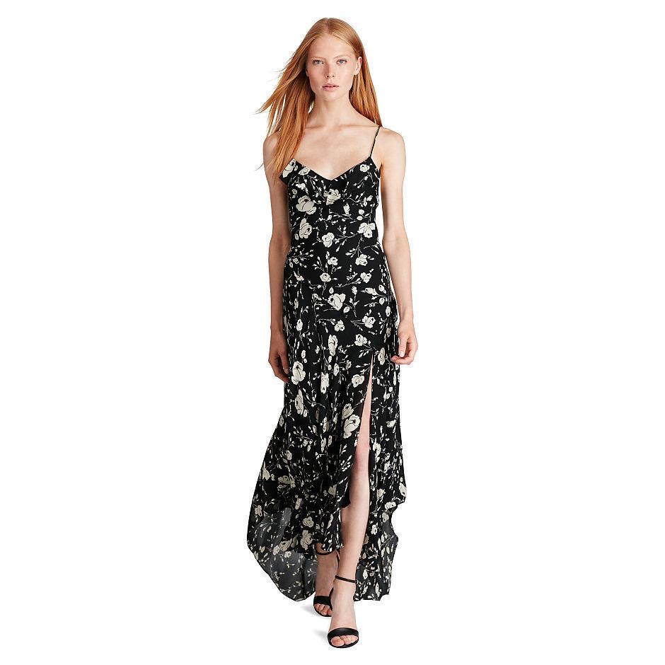 Polo Ralph Lauren Mulberry Silk Maxi Dress Floral Print Size 6 - Image 1