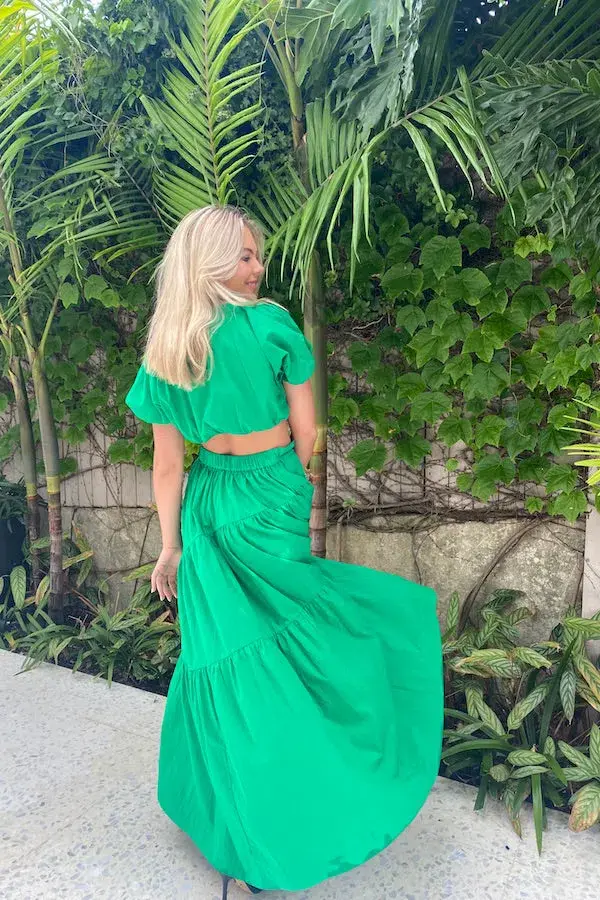 SWF Revive Cropped Tee and Tiered Skirt Set Green Size 8 - Image 4