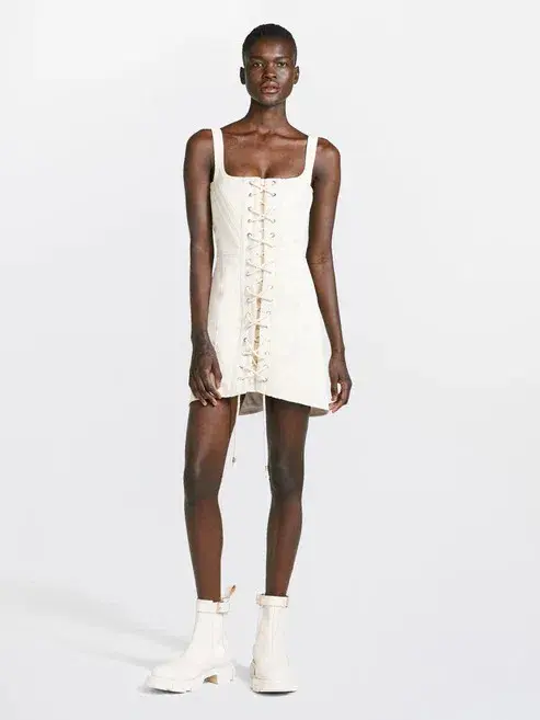 Dion Lee Laced Utility Corset Dress Unbleached White Size AU 8 - Image 1