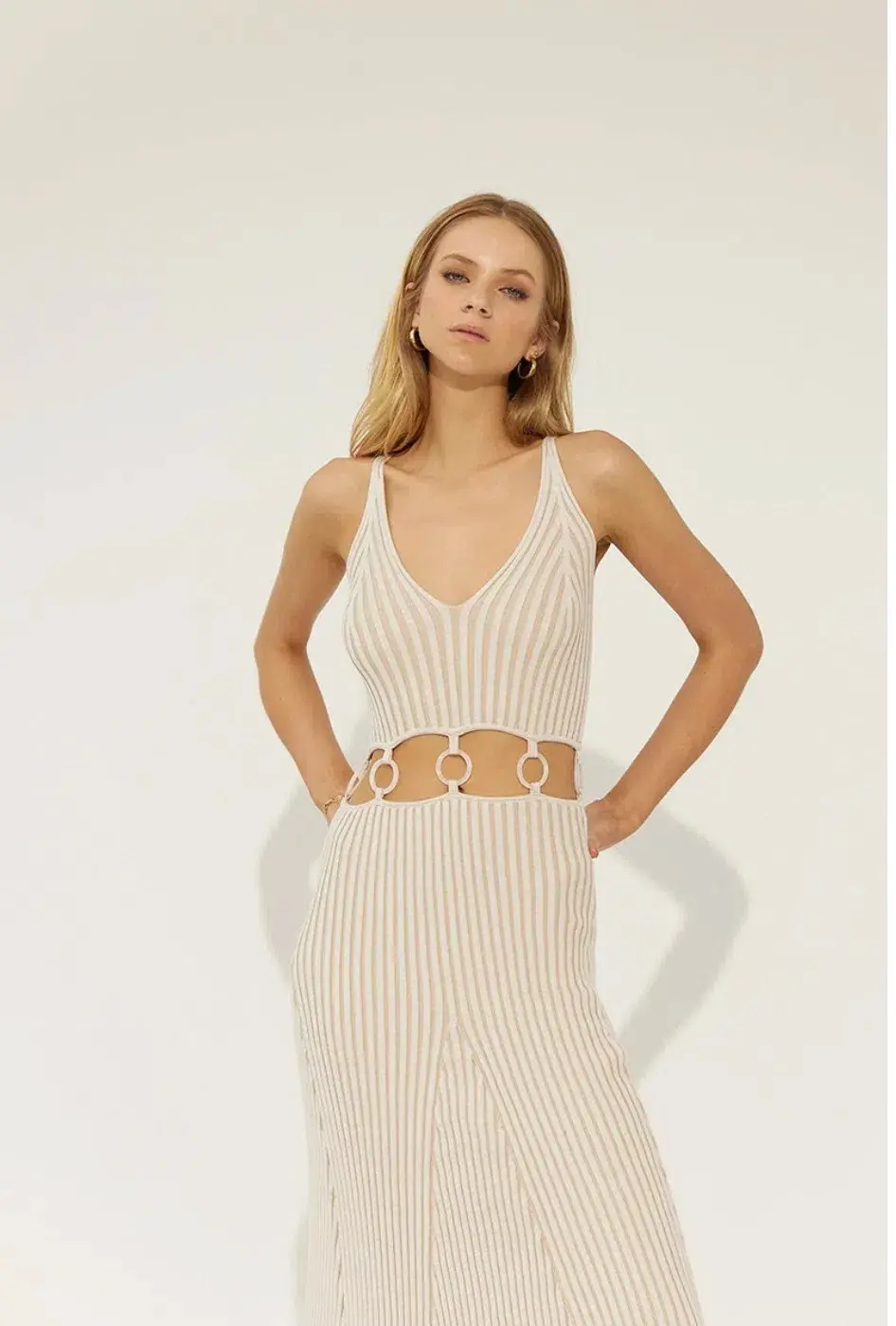 Sovere Emerge Knit Dress in Chai Latte Beige Size 8 - Image 2