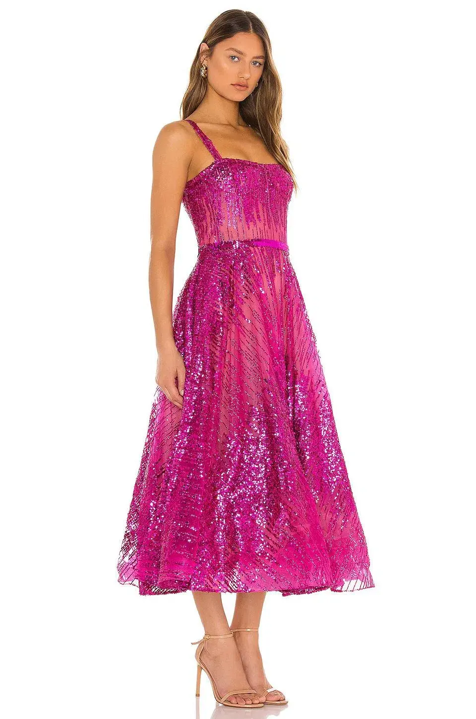 Bronx and Banco Fuchsia Mademoiselle Midi Dress Pink SIze 10  - Image 3