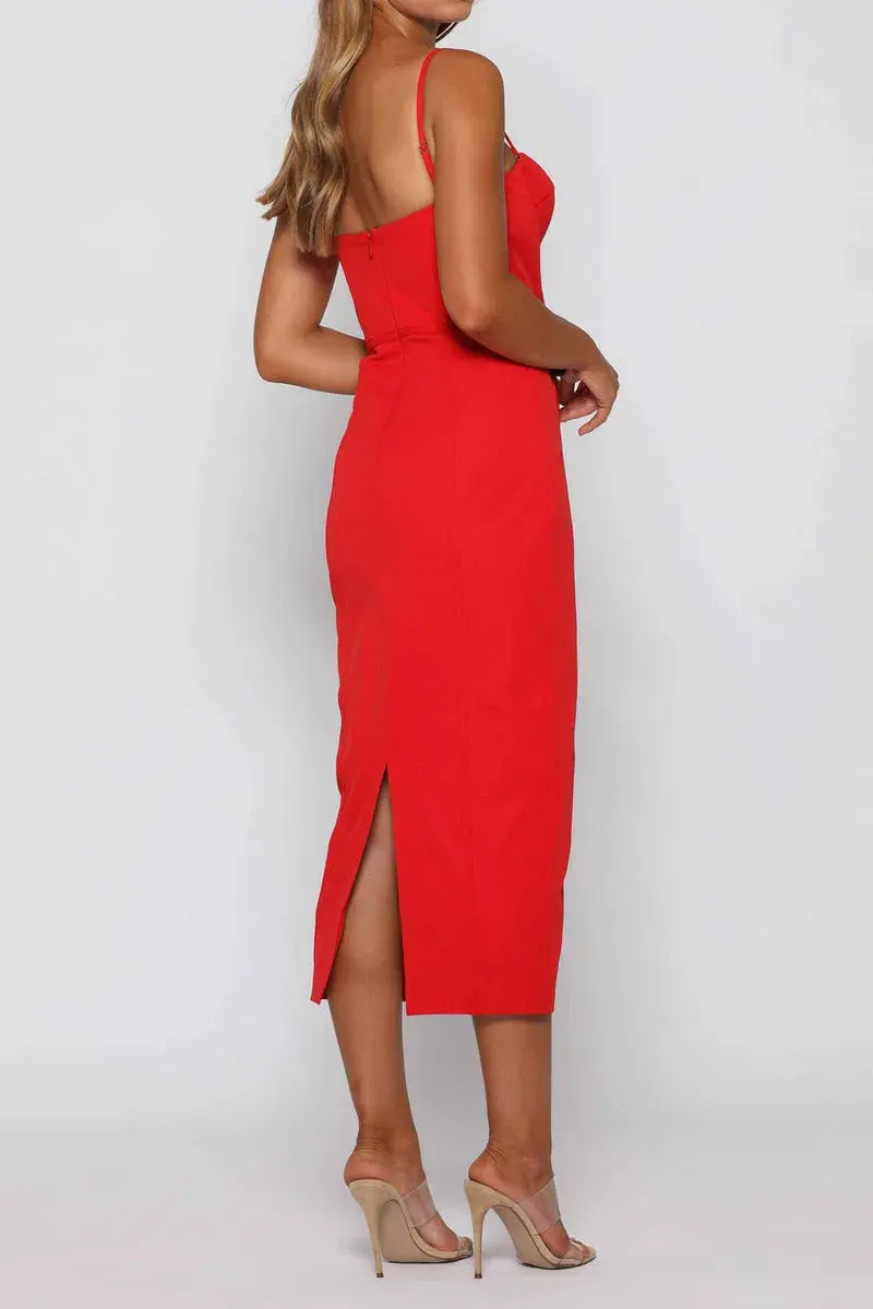 Elle Zeitoune Penny Midi Dress Red Size 8 for rent on The Volte - main image