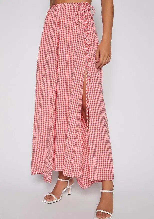 Scanlan Theodore Gingham Drawcord Skirt and Gingham Drawcord Top Set Red   for rent on The Volte - main image