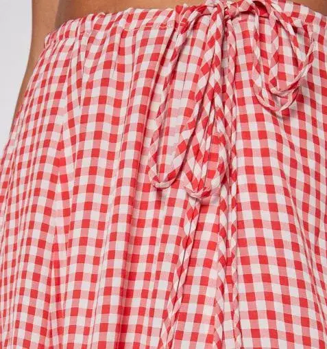 Scanlan Theodore Gingham Drawcord Skirt and Gingham Drawcord Top Set Red   - Image 5