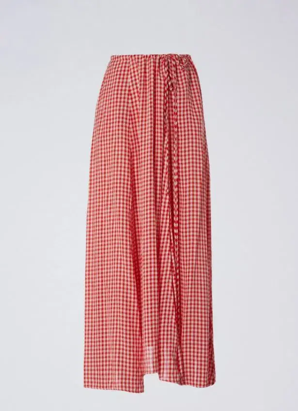 Scanlan Theodore Gingham Drawcord Skirt and Gingham Drawcord Top Set Red   for rent on The Volte - main image