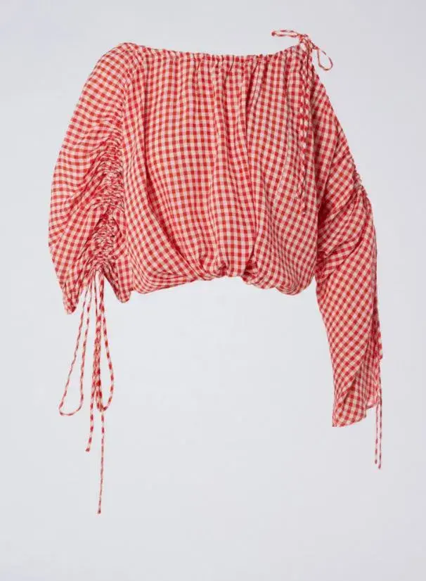 Scanlan Theodore Gingham Drawcord Skirt and Gingham Drawcord Top Set Red   for rent on The Volte - main image