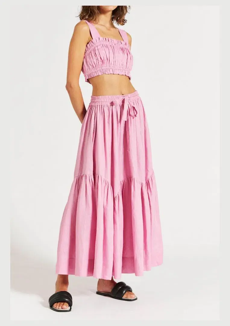 Lee Mathews Ali Top and Maxi Skirt Set Pink Size 10 - Image 1
