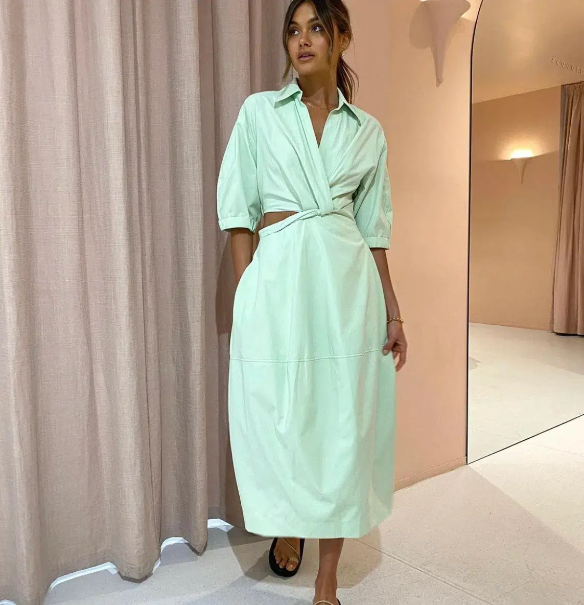 Camilla and Marc Kyra Cocoon Midi Dress Sour Apple Size 6 - Image 5