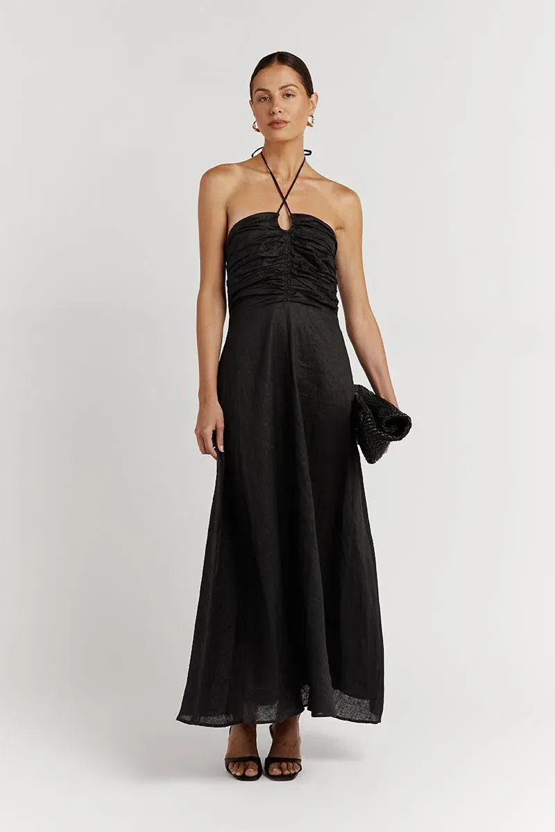 Dissh Flow Halter Midi Dress Black Size 8  for rent on The Volte - main image