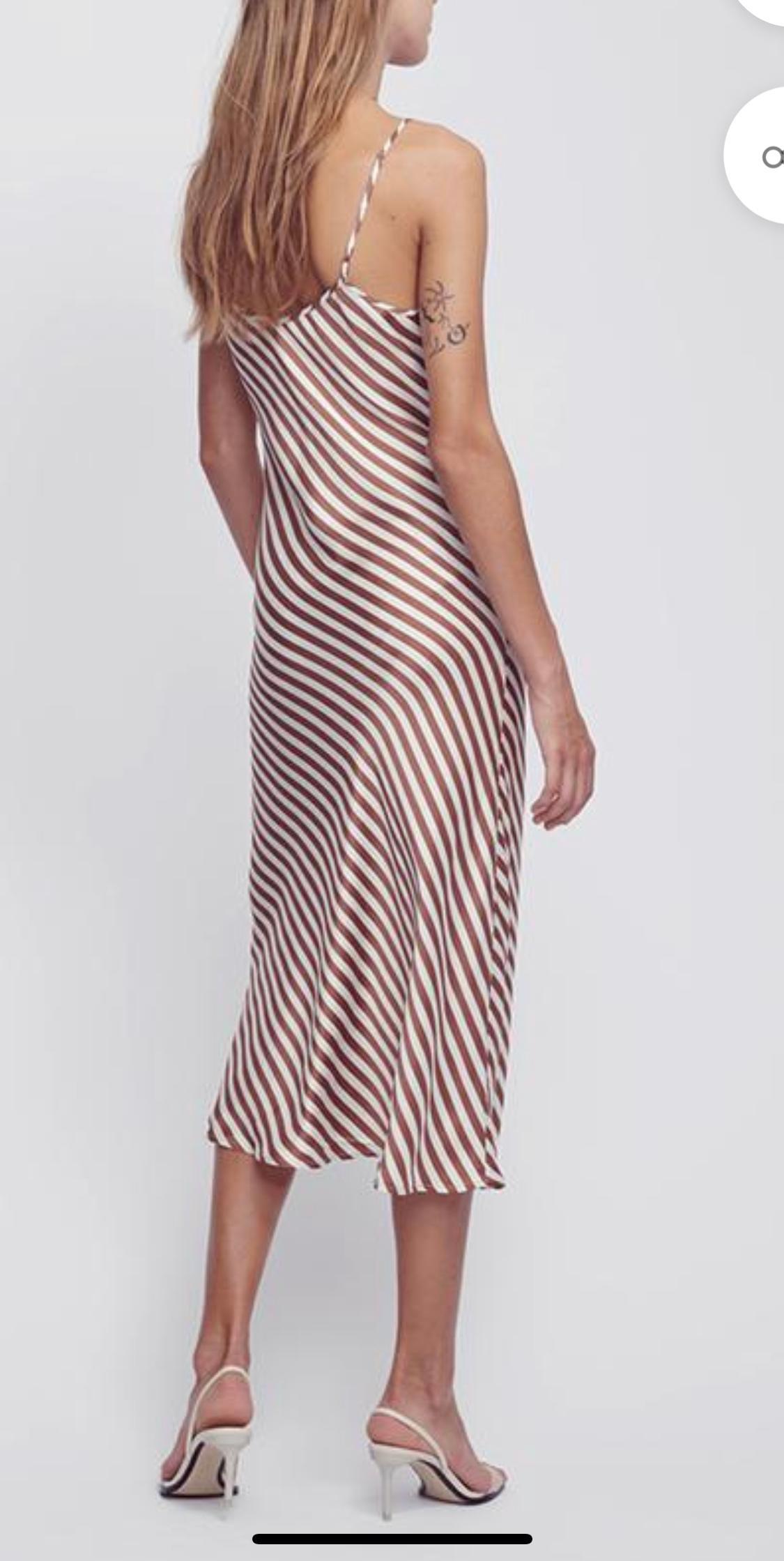 Silk laundry 90’s silk slip dress toffee stripe Size 10 - Image 2