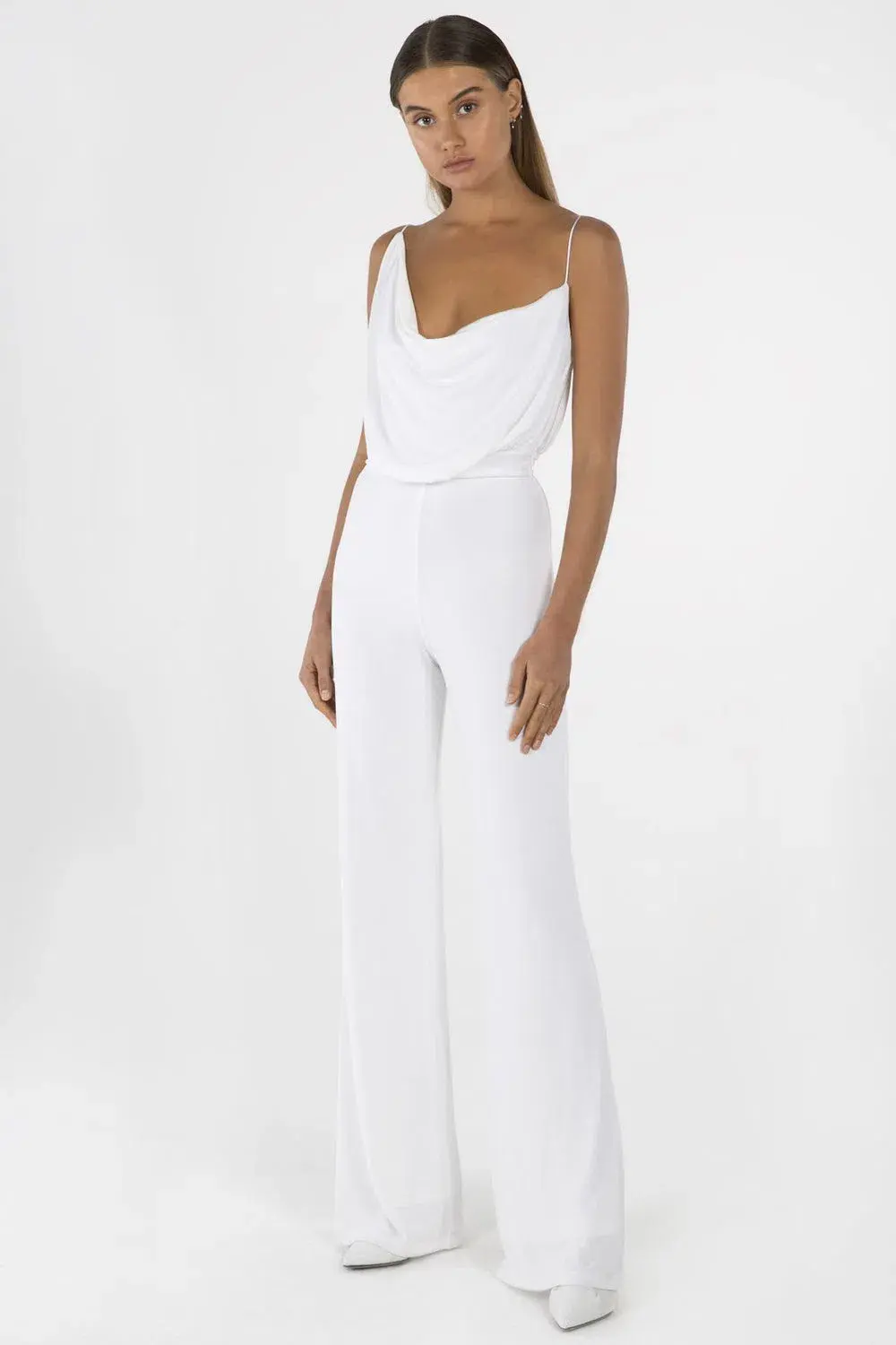 MISHA Moyra Slinky Jumpsuit Ivory White Size 12 - Image 1