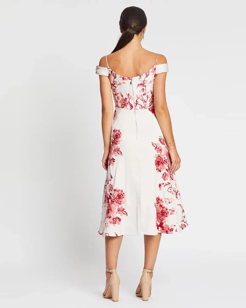 Nicola Finetti Emilia High Low Dress in Pink Roses Size 8 - Image 3
