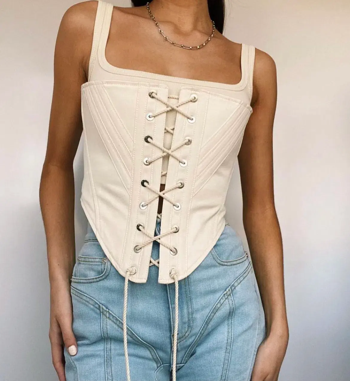 Dion Lee Laced Utility Corset Top Unbleached White Size 8 - Image 4