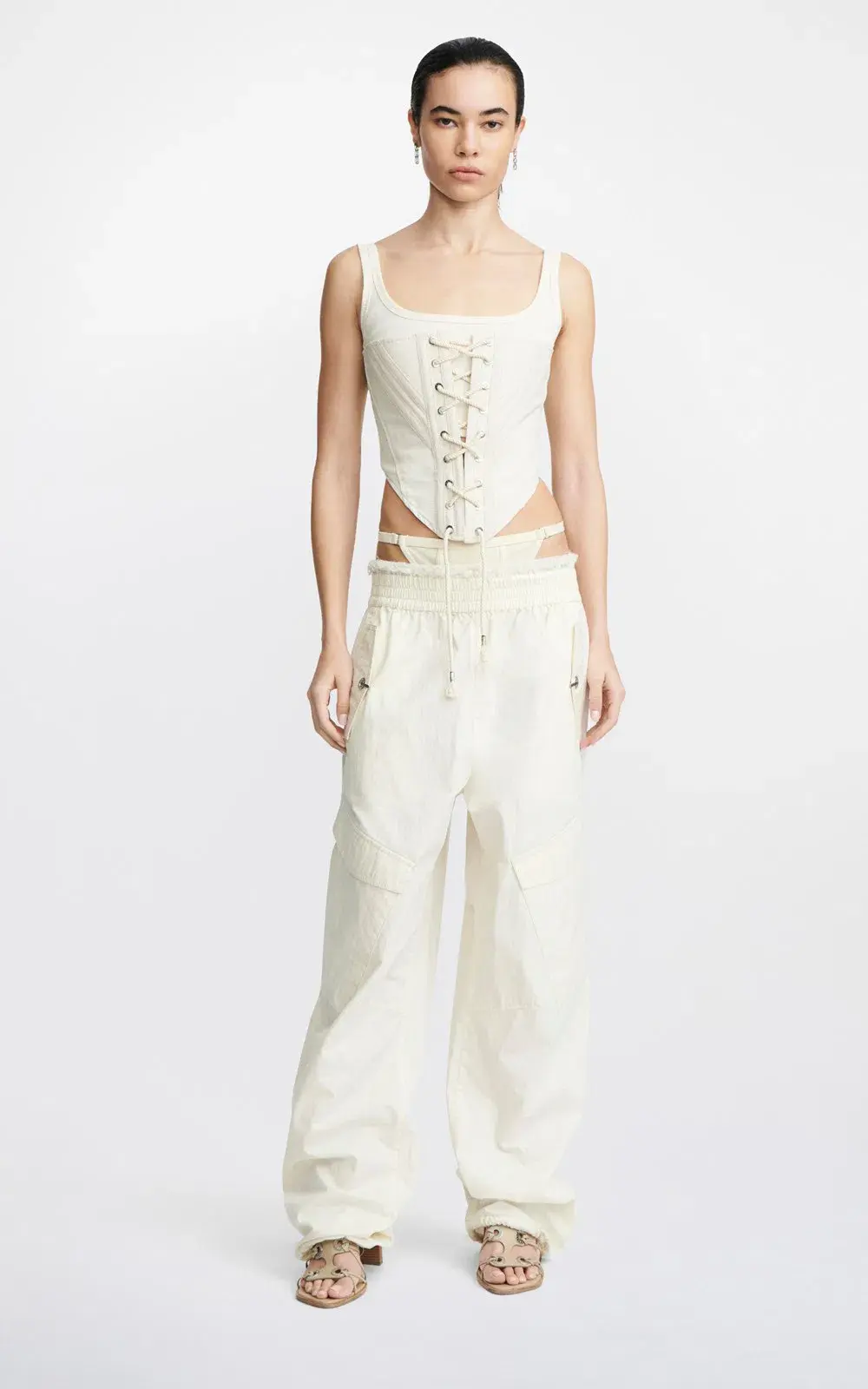 Dion Lee Laced Utility Corset Top Unbleached White Size 8 - Image 1
