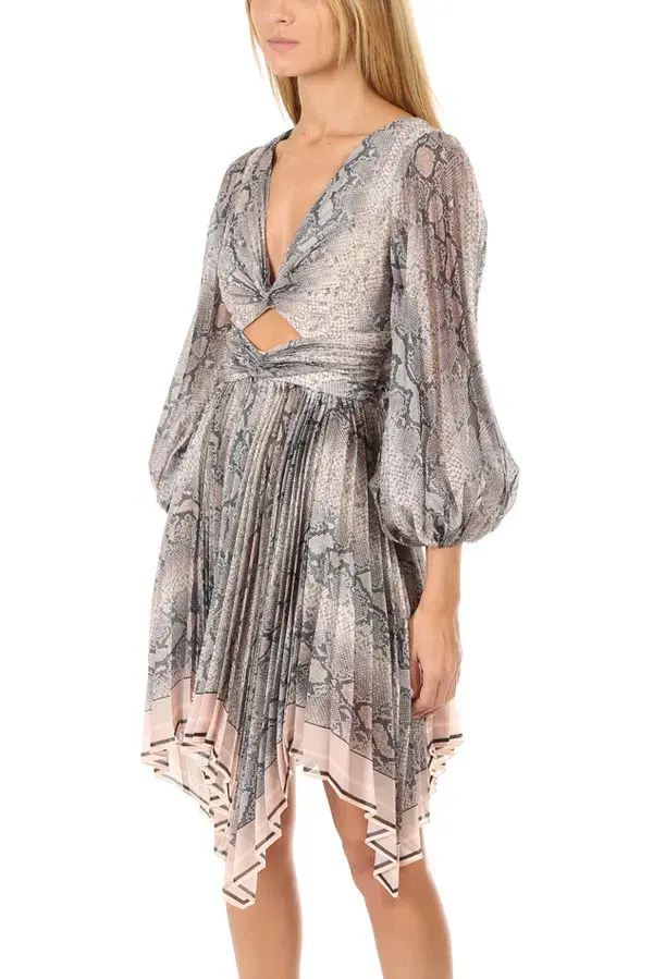 Zimmermann Corsage Pleat Mini Dress Python Print - Size 1 / 10 AU - Image 3