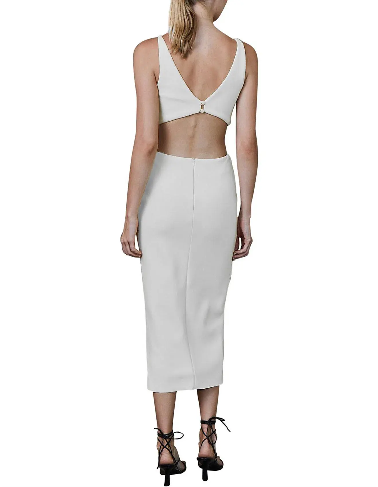 Bec & Bridge Scout Cut Out Midi Dress Ivory Size 10 - Image 3