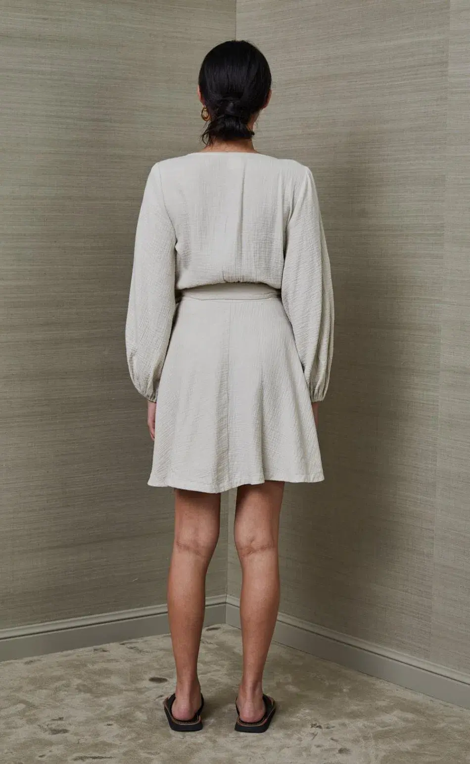 Bec & Bridge Pumice Marlowe Mini Dress Cream Size 6  for rent on The Volte - main image