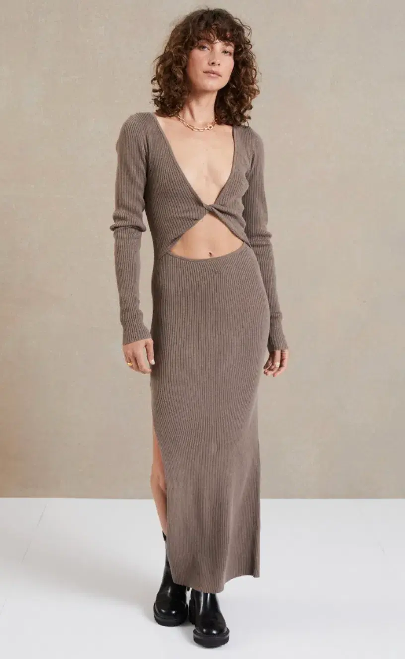 Bec and Bridge Silt Riviera Long Sleeve Dress Gray Size 8 - Image 1