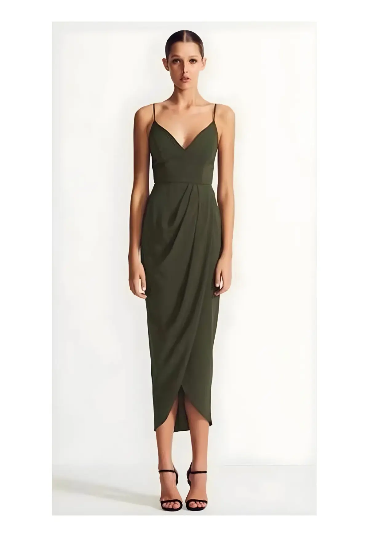 Shona Joy Core Cocktail Dress Khaki Size 6 - Image 1