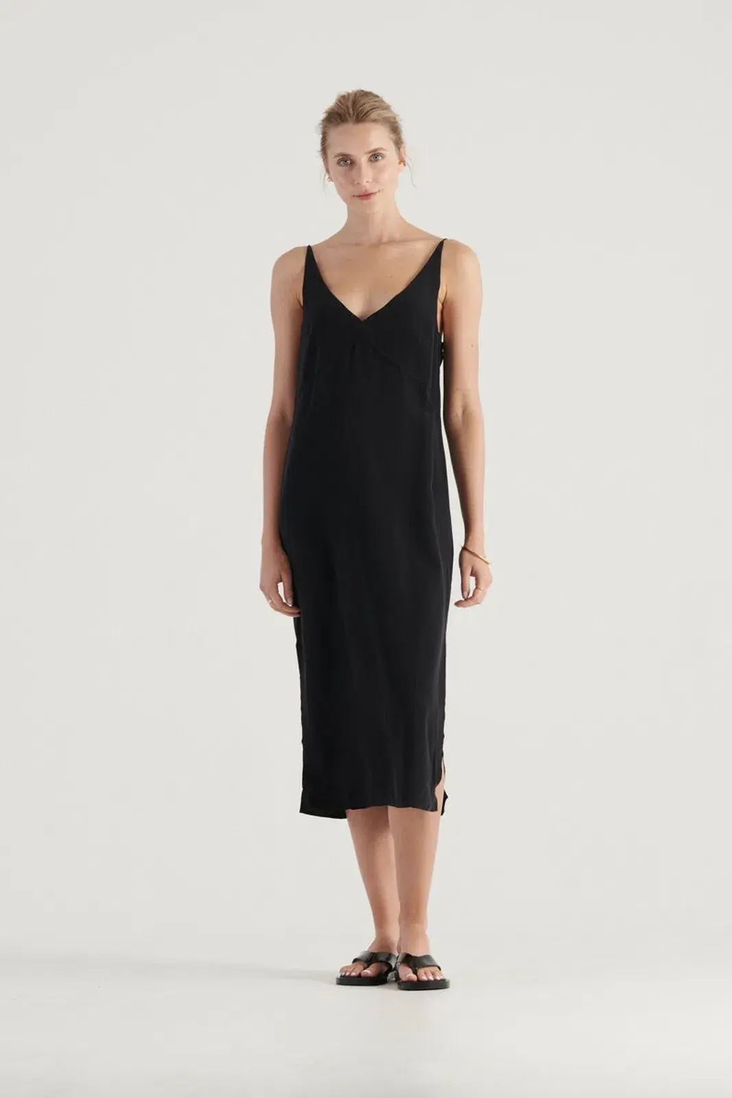 Elka Collective Suki Black Slip Silk Dress Black Size 10 for rent on The Volte - main image