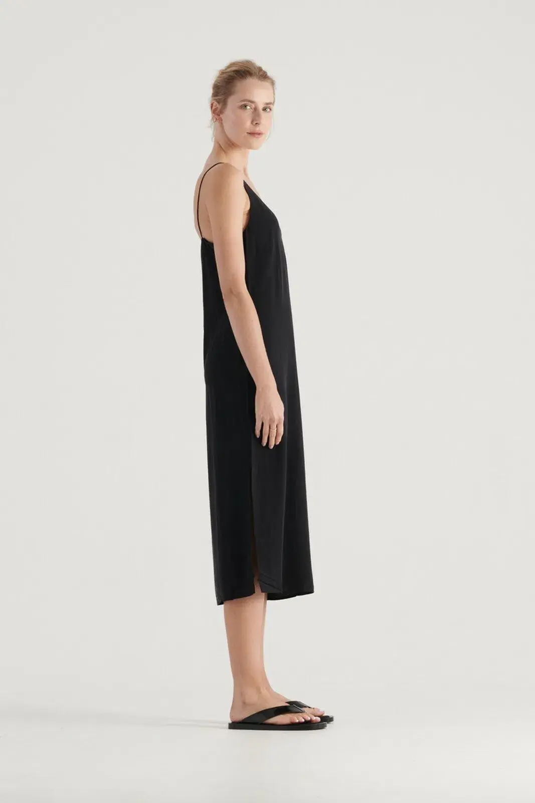 Elka Collective Suki Black Slip Silk Dress Black Size 10 for rent on The Volte - main image