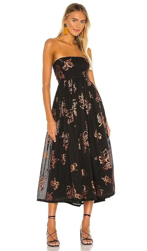 Free People Baja Babe Midi Dress Black Size 10 - Image 4