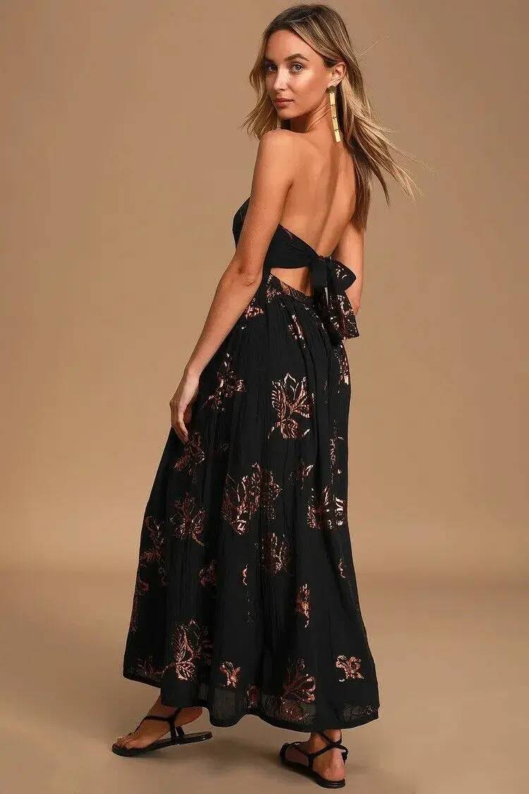 Free People Baja Babe Midi Dress Black Size 10 - Image 3
