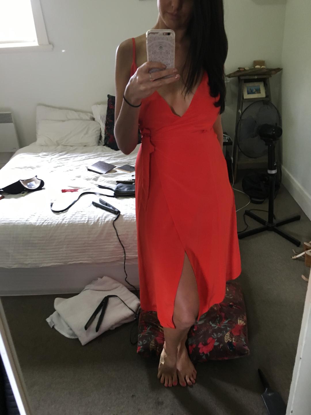 Kookai Wrap Dress - Blood Orange  for rent on The Volte - main image