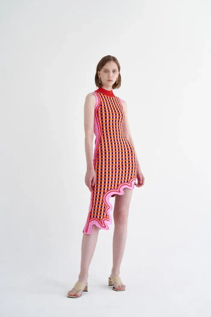 PH5 Lydia Wavy Asymmetric Dress Pink Multi Size 6 - Image 1