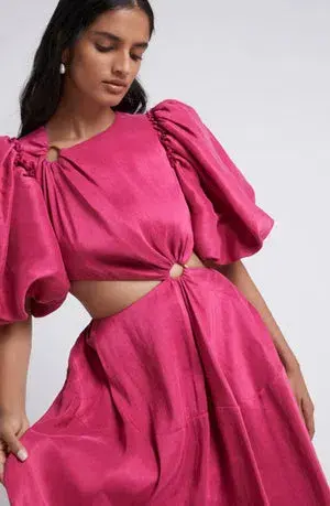  Aje Vanades Cut Out Ring Midi Dress Pink Size 6 - Image 5