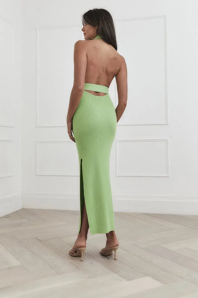 San Sloane Drake Rib Midi Dress Green Size 8 - Image 2