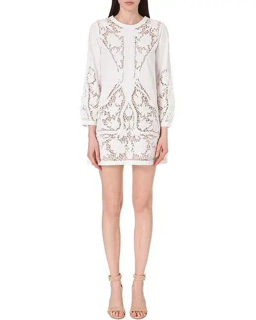 Maje Regane Embroidered Mini Dress White Size 6 for rent on The Volte - main image