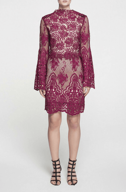 White Suede Berry Lace Shift Dress - Image 1